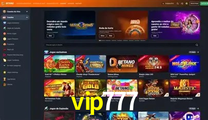 Interface moderna da plataforma vip777